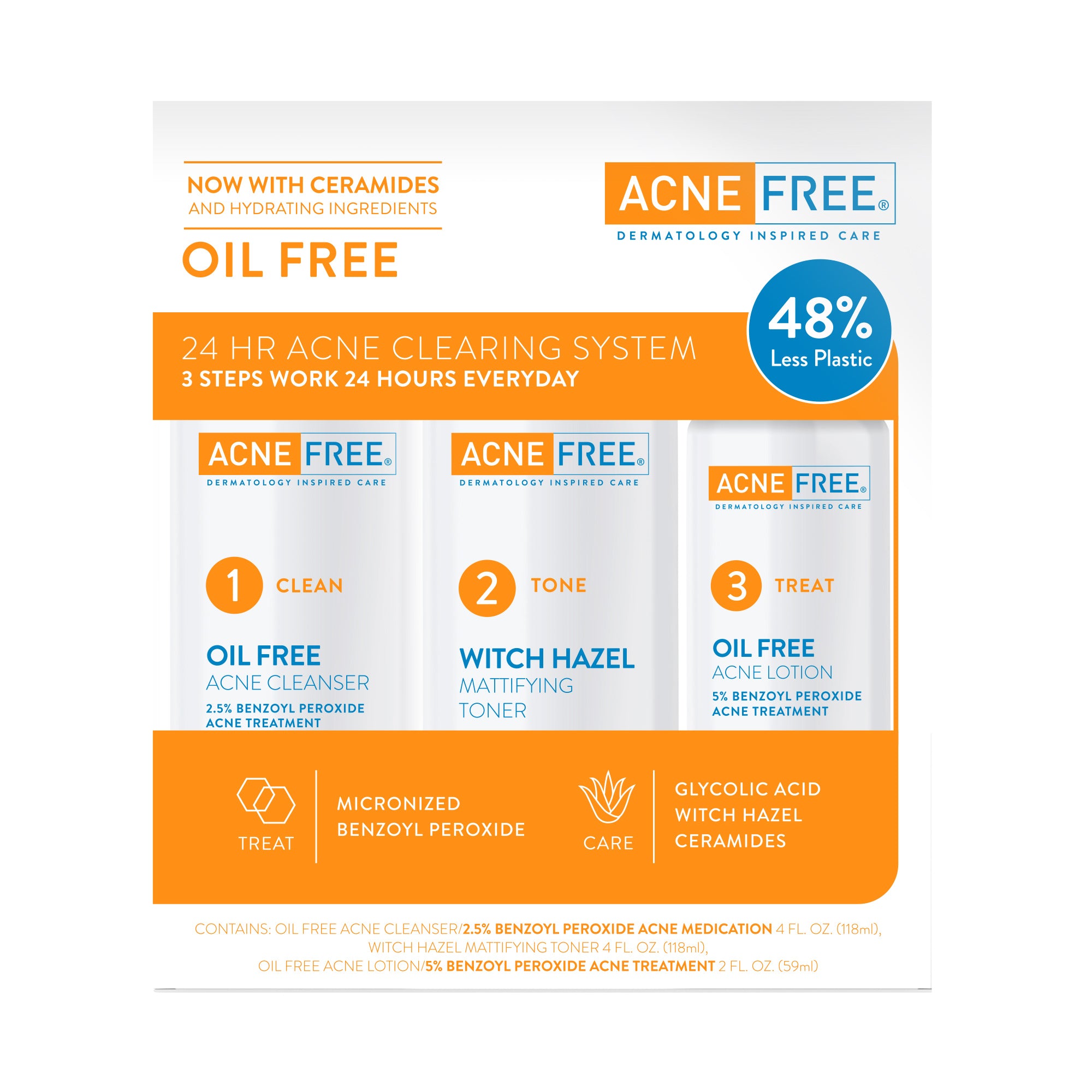 Oil Free 24 HR Acne Clearing System 3PC Kit