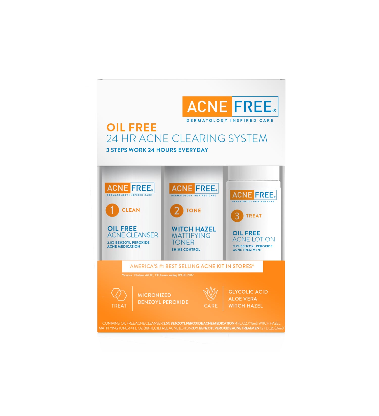 Oil Free 24 HR Acne Clearing System 3PC Kit
