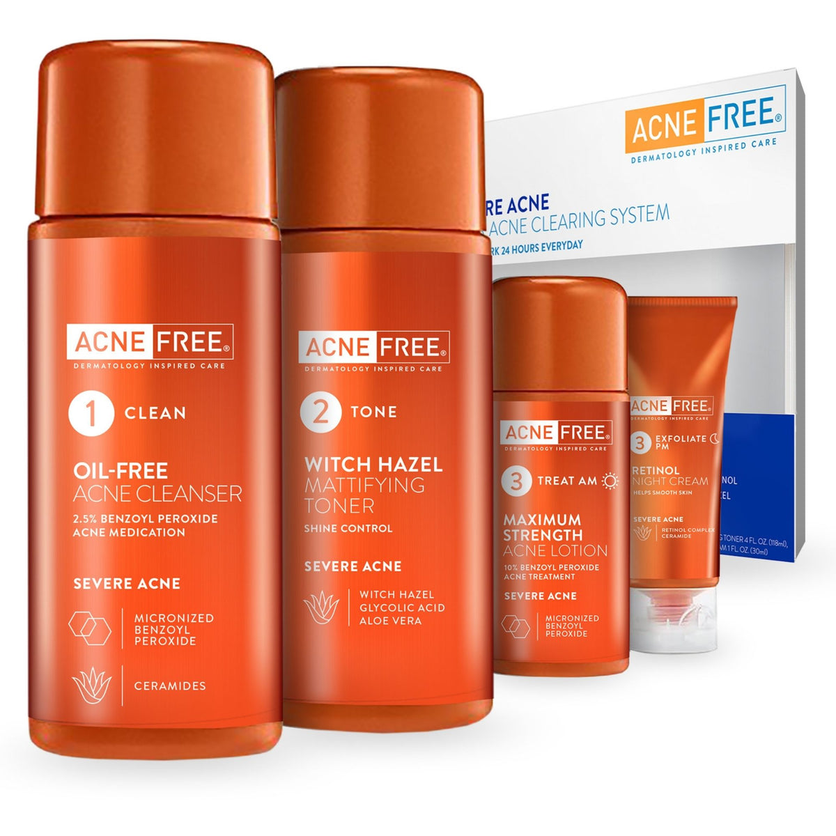 AcneFree Severe Acne 24 HR Clearing System 4PC Kit - AcneFree ...